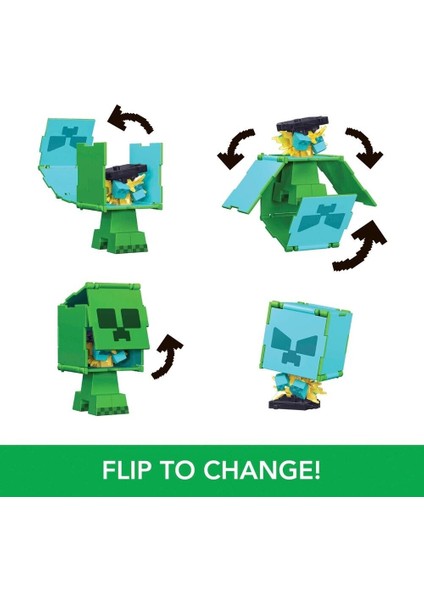 Minecraft Flippin' Figs 2 In 1 - Creeper And Charged Creeper(Creeper ve Değişen Creeper)