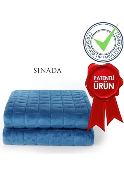 Ağırlıklı Battaniye Tek Kişilik Yorgan 6 kg Mavi 155X215 %100 Yün Dolgulu  4 Mevsim Kullanılabilir