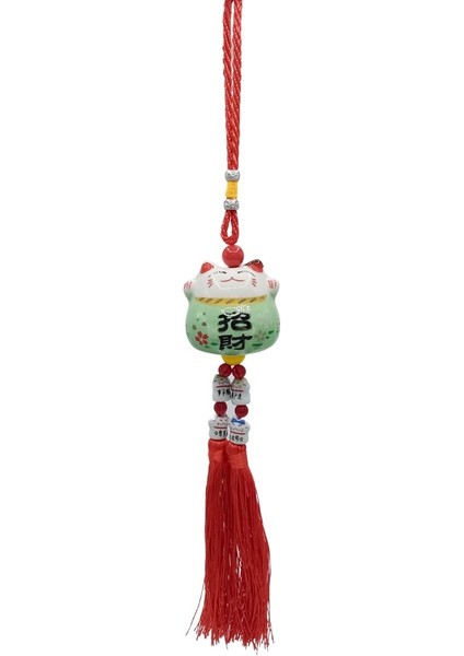 Feng Shui Maneki Neko Şans Kedisi Yeşil No.4