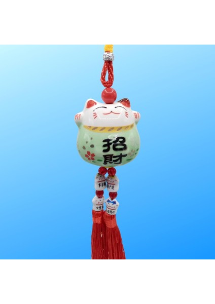 Feng Shui Maneki Neko Şans Kedisi Yeşil No.4