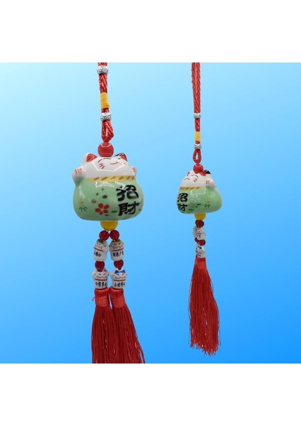 Feng Shui Maneki Neko Şans Kedisi Yeşil No.4