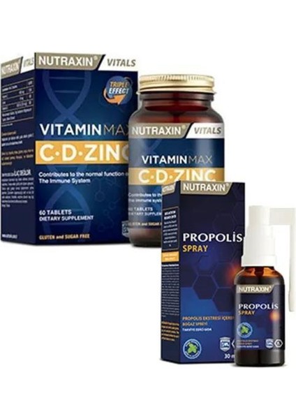 Suda Vitamin Nutraxin Vitamin Max C-D-Zinc 60 Tablet + Propolis Spray 30 ml