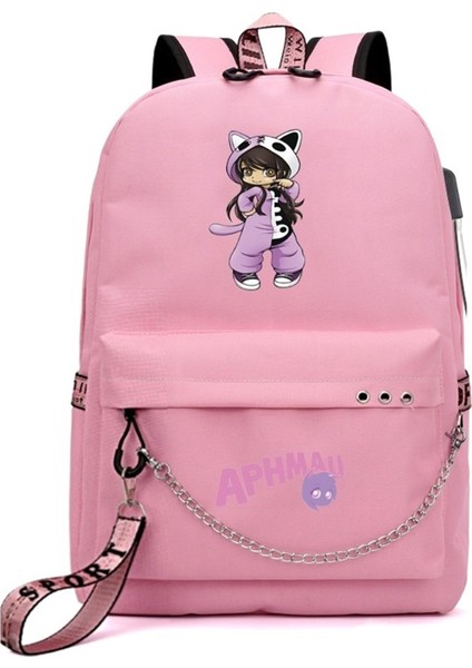 Yeni Sırt Çantası Aphmau Anime Kız Öğrenci Okul Çantası Kadın Dizüstü Sırt Çantası USB Okul Çantası (Yurt Dışından)