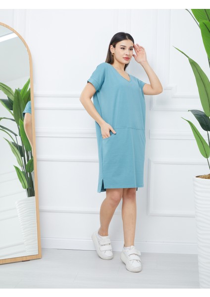 Kadın Kısa Kollu Oversize Elbise