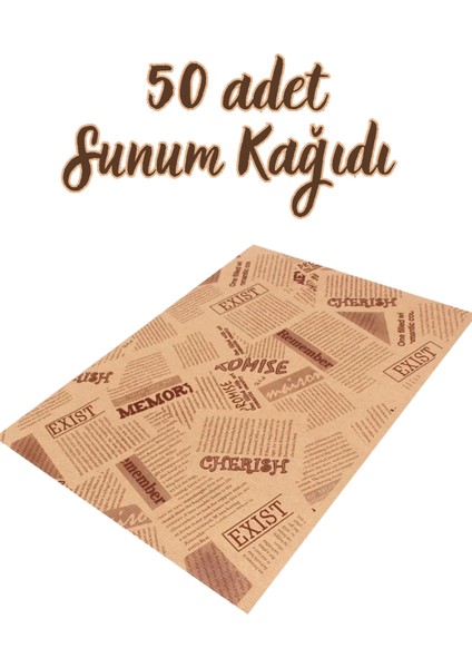 Kendinden Desenli Yağlı Kağıt | 50 Adet Vintage Gazete Desen Sunum Kağıdı | Vintage Yağlı Kağıdı