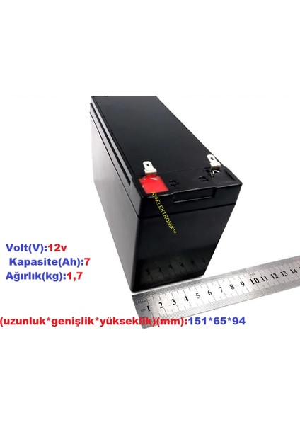 Ata Elektronik Ev Dükkan  Alarm Sistemi Aküsü 12V 7AH 12 Volt 7 Amper Çocuk Oyuncak Araba Araç Ups Aküsü Pili Bataryası