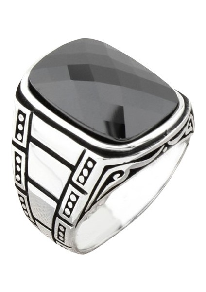 Erkek Yüzük Gümüş 925 Ayar Zirkon Taşlı