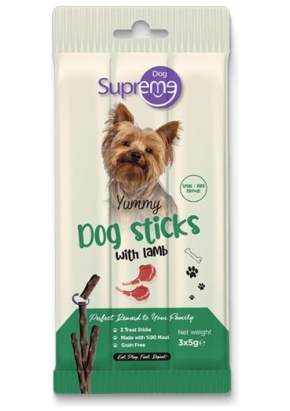 Supreme Dog Sticks Kuzu Etli Köpek Ödül Çubukları 3 x 5 gr