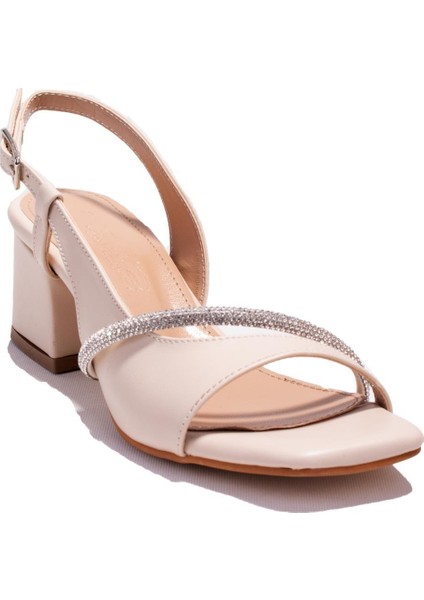 Dza07-928035 Ten Taşlı Klasik Topuklu Kadın Ayakkabı