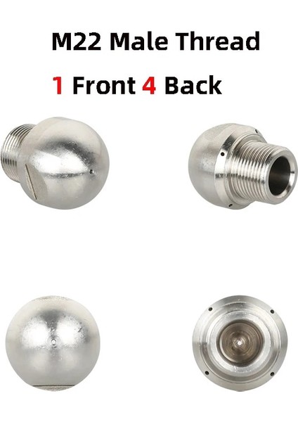 1 Ön 4 Arka Stil M22 Erkek Dişli Paslanmaz Çelik Tahliye Temizleme Nozulu Yüksek Basınçlı Kanalizasyon Temizleme Nozulu Boru Temizleme Lağım Nozulu (Yurt Dışından) modelleri