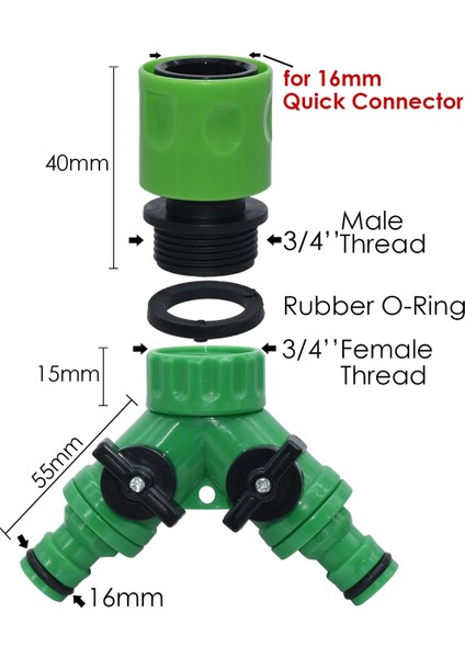 KSL01-184-EURO Stili Bahçe Sprinkler Hortum Bağlantısı Y Splitter 2 Yollu Vana Adaptörü Hızlı Bağlantı '' Hızlı Bağlantı Parçaları (Yurt Dışından) indirimleri