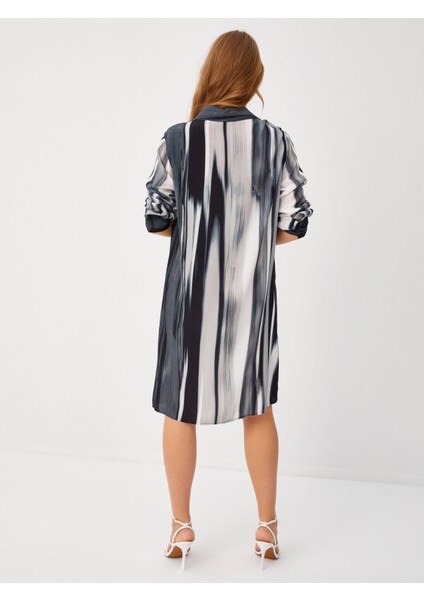 Batik Desen Yarım Patlı Uzun Kol Elbise 68298 modelleri