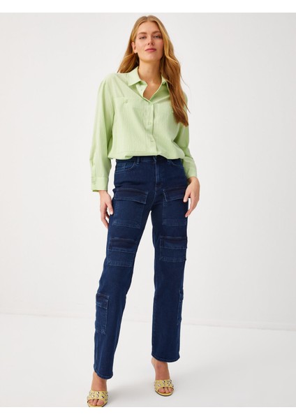 Çok Cepli Straıght Fıt Jean Pantolon 68462 modelleri
