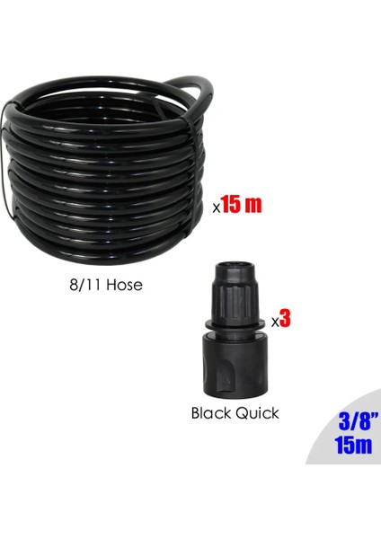 10M-811HORTUM-2CON Stili Mucıakıe 25M Bahçe Suyu Pvc Hortum '' Sulama Borusu Siyah Hızlı Bağlantılı Bahçe Sulama Tüpü (Yurt Dışından) modelleri