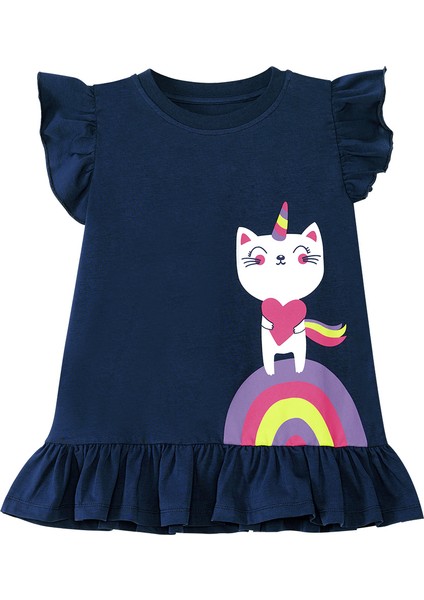 Unicorn Kedi Kız Çocuk T-Shirt Tayt Takım