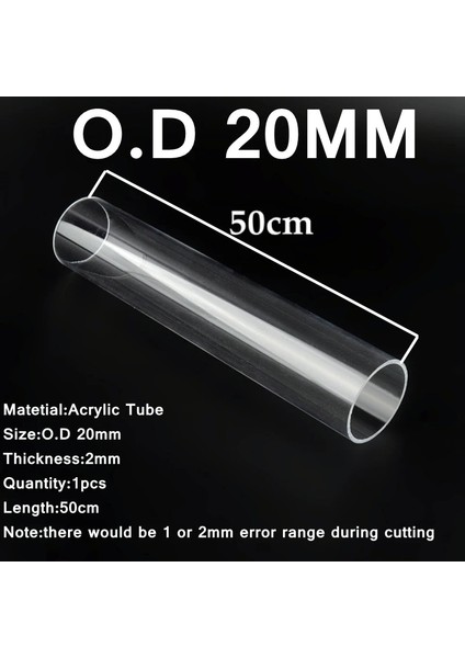 20MM Tarzı 1 Adet 50CM M Uzun Od 16 ~ Şeffaf Akrilik Tüp Akvaryum Aksesuarları Balık Tankı Pleksiglas Su Temini Boru Ek Parçaları (Yurt Dışından)