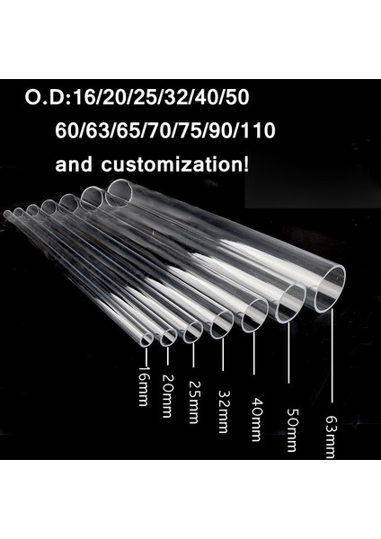 20MM Tarzı 1 Adet 50CM M Uzun Od 16 ~ Şeffaf Akrilik Tüp Akvaryum Aksesuarları Balık Tankı Pleksiglas Su Temini Boru Ek Parçaları (Yurt Dışından) fırsatları