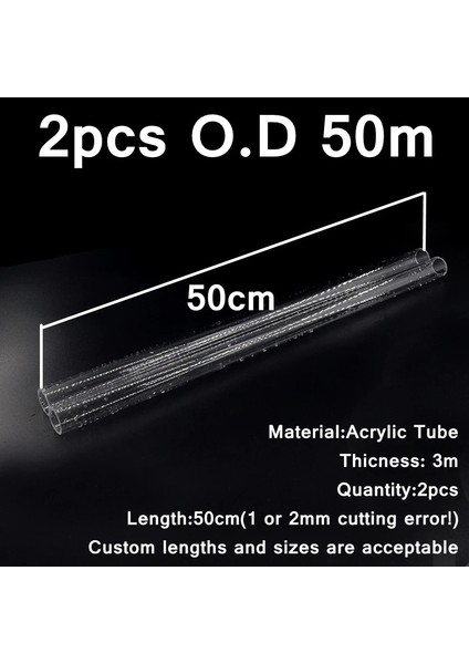 2 Adet 50MM Tarzı 2 Adet 50CM 2pcslot Od 16 ~ cm Uzunluk Şeffaf Cam Hortum Akvaryum Balık Tankı Pleksiglas Su Boru Ek Parçaları Şeffaf Akrilik Tüp (Yurt Dışından)