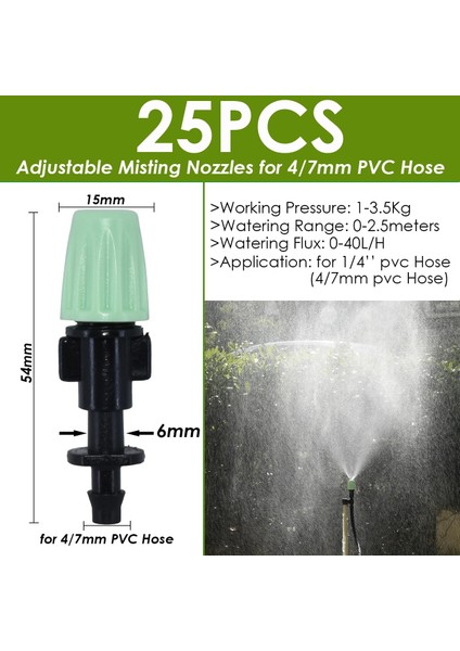 KSL01-241-25PCS Tarzı Sera Bahçe Damlama Sulama Damlatıcı Döner Nozul Püskürtme Sulama Sprinkler Yayıcılar, Hortum Dikenli Konnektörler Için (Yurt Dışından)