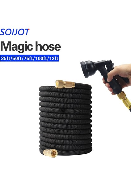 Siyah-Paket-02 Tarzı 17FT 17FT-125FT Bahçe Hortumu Genişletilebilir Sihirli Esnek Su Hortumu Ab Hortum Plastik Hortumlar Sulama Için Püskürtme Tabancalı Boru (Yurt Dışından) fiyatları