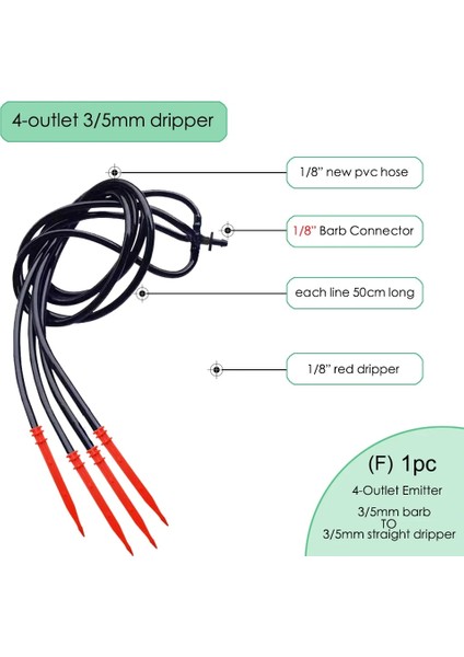 1 Adet 35COB35CON-STR Stili Mucıakıe -Çıkış Mikro Damla Sulama Kiti Örümcek Dağıtım W Dirsek Düz Kırmızı Damlatıcılar Veranda Saksı Sera Damlası (Yurt Dışından)