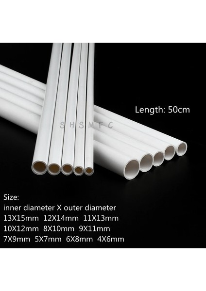 6MMX8MM Stili 5 Adet 2~ Uzunluk 50CM Dış Çap 6~15MM Pvc Beyaz Boru Balık Tankı Akvaryum Tüpü Bahçe Sulama Sulama Armatürleri (Yurt Dışından)