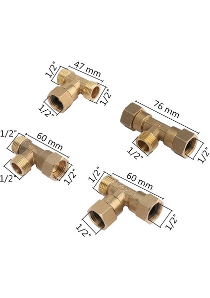 Luoditong Shop Resim Stili Olarak Brae Uydurma Erkek-Dişi Dişli Dönüşüm Bağlantısı " T Şeklinde Üç Yollu Bakır Su Petrol Gaz Adaptörü Bahçe Armatürleri (Yurt Dışından)