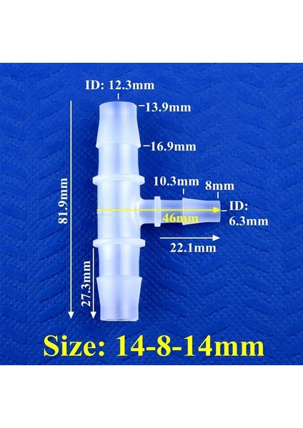 14-8-14MM Stili 50 Parça 5~~20 Ila 4~16MM Tee Konnektörü Azaltma Gıda Sınıfı Pp Bahçe Sulama Düşürücü Tee Akvaryum Balıkları Tankı Pagoda Hortum Bağlantısı (Yurt Dışından)