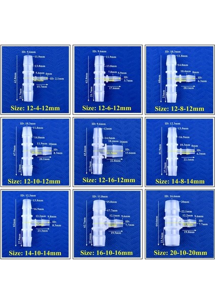 14-8-14MM Stili 50 Parça 5~~20 Ila 4~16MM Tee Konnektörü Azaltma Gıda Sınıfı Pp Bahçe Sulama Düşürücü Tee Akvaryum Balıkları Tankı Pagoda Hortum Bağlantısı (Yurt Dışından) fiyatları