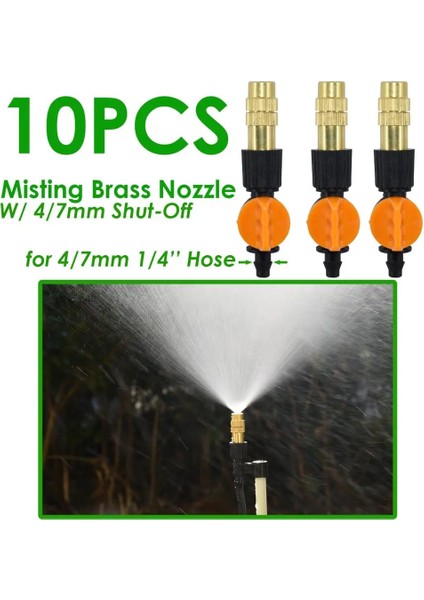 E-10PCS Tarzı Kesla Tipleri Mikro Damla Sulama Buğulanma Pirinç Nozul Bahçe Sprey Soğutma Sprinkler W Konnektör Sulama Tesisleri (Yurt Dışından)