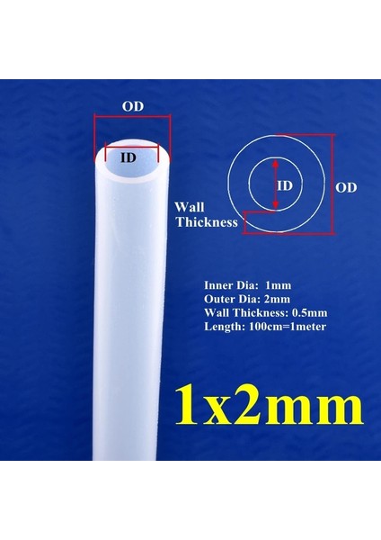 1x2 mm Stil 100 cm 1 Metre Id 1 ~ 5mm Gıda Sınıfı Silikon Hortum Şeffaf Şeffaf Kauçuk Tüp Akvaryum Tankı Bahçe Sulama Yumuşak Esnek Tüp Boru (Yurt Dışından)