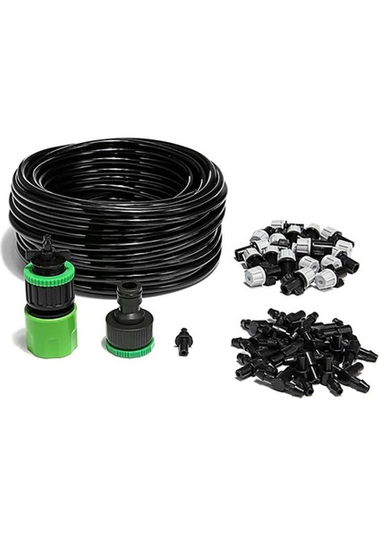 20 Milyon Stili 1 Kit Sis Sulama Sulama Sistemi 20 M Pvc Hortum Taşınabilir Buğulanma Soğutma Otomatik Su Memesi Püskürtme Kafası Tee Bağlayıcı (Yurt Dışından)