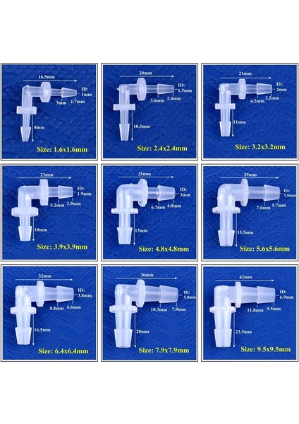 9,5x9,5 mm Stili 50 Parça 5~.6~ Pp Eşit Çaplı Dirsek Konnektörleri Tıbbi Hortum Eklemleri Akvaryum Balık Tankı Pagoda Ortak Hava Pompası Havalandırıcı Parçaları (Yurt Dışından)