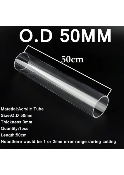 50MM Tarzı 1 Adet 50CM M Uzun Od 16 ~ Şeffaf Akrilik Tüp Akvaryum Aksesuarları Balık Tankı Pleksiglas Su Temini Boru Ek Parçaları (Yurt Dışından)