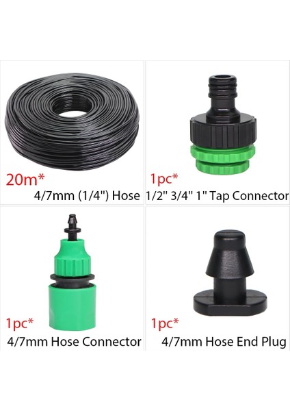 20 M Stili Sulama Pvc Hortum '' Sulama Tüpü Bahçe Sera Tesisi Çiçek Sprinkler Musluk Bağlantılı Mikro Dre (Yurt Dışından)