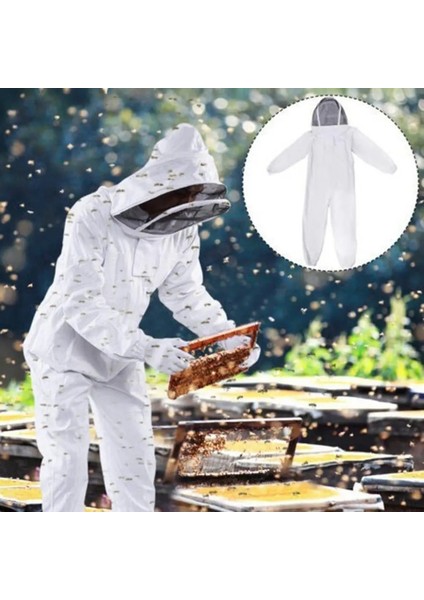 Beyaz Stil Xxl Pamuk Tam Vücut Arıcılık Giysileri Peçe Hood Şapka Arı Önleyici Ceket Özel Koruyucu Giysiler Arıcılık Arı Takım Ekipmanları (Yurt Dışından) fiyatları