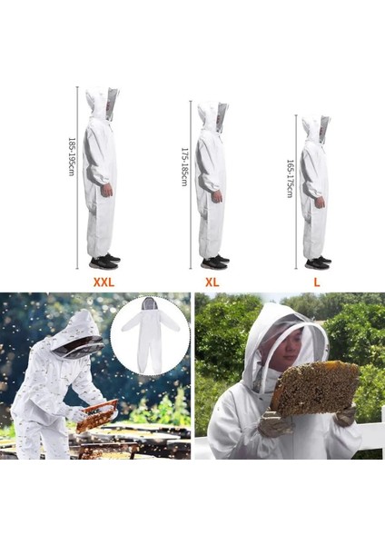Beyaz Stil Xxl Pamuk Tam Vücut Arıcılık Giysileri Peçe Hood Şapka Arı Önleyici Ceket Özel Koruyucu Giysiler Arıcılık Arı Takım Ekipmanları (Yurt Dışından) fırsatları