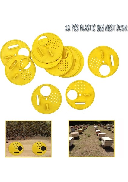 Sarı Stil 12 Adet Plastik Yuvarlak Arı Kovanı Kutusu Giriş Kapısı Disk Arı Yuvası Kapı Petek Giriş Kapısı Arıcılık Alet Ekipmanları (Yurt Dışından)