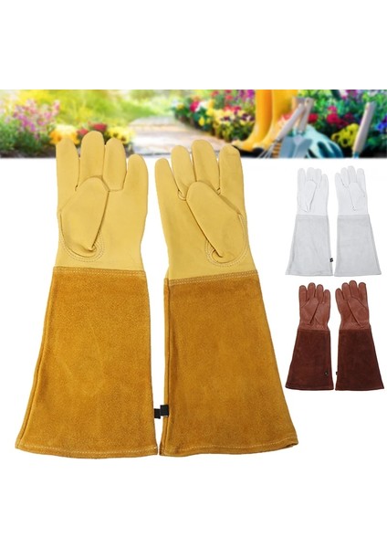 Sarı Stil M Beden Gül Budama Bahçe Deri Eldivenleri Arıcılık Diken Geçirmez Uzun Kollu Iş Eldiveni Erkek Kadın Bahçe Budama Eldivenleri Sml Xl (Yurt Dışından)