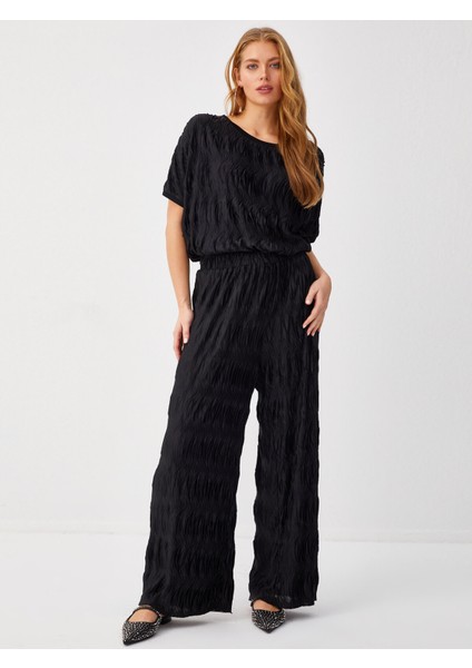 Kendinden Pilise Dokulu Straıght Fır Pantolon 68522