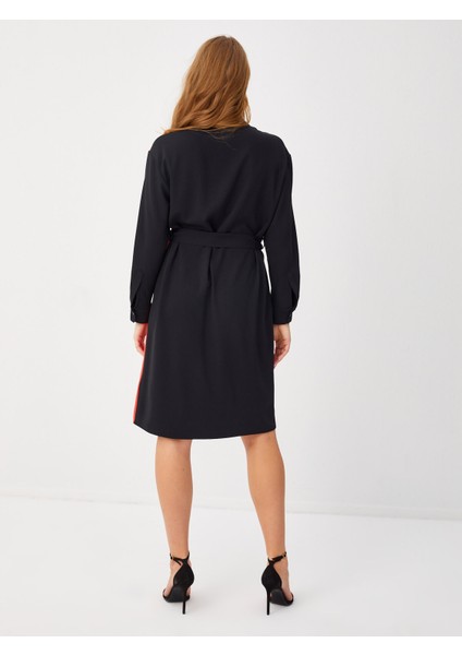 Kontrast Bant Detaylı Gömlek Elbise 68292 modelleri