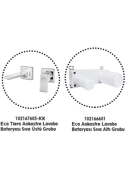 Eca Tiera Ankastre Lavabo Bataryası Set/çift Rozet (102167605-KK+102166601)
