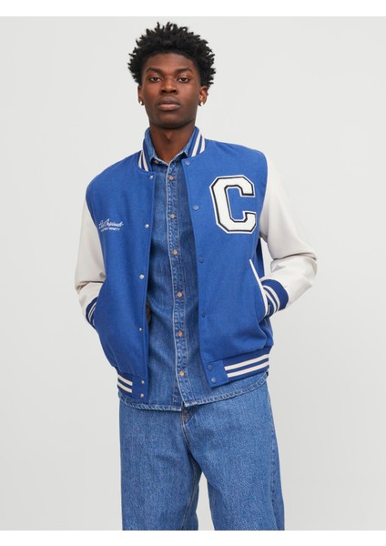 Jorcollege Wool Blend Bomber Noos Erkek Mavi Ceket 12241559-07