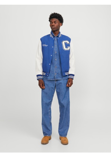 Jorcollege Wool Blend Bomber Noos Erkek Mavi Ceket 12241559-07 fiyatları