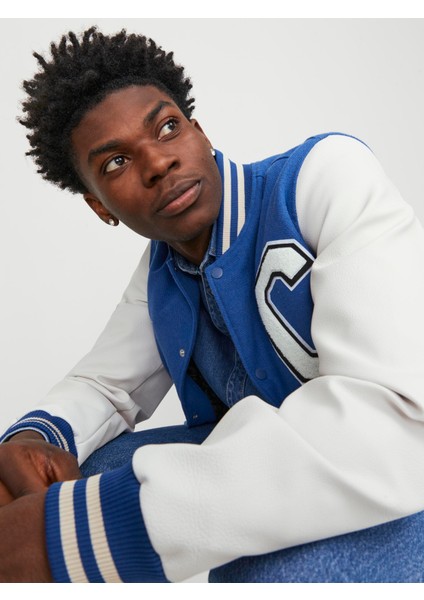 Jorcollege Wool Blend Bomber Noos Erkek Mavi Ceket 12241559-07 fırsatları