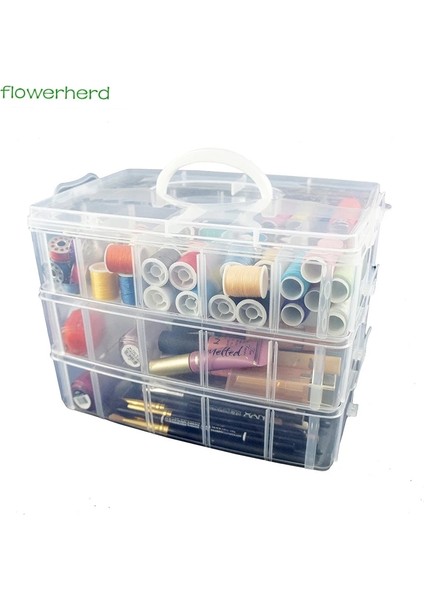 30 Ayarlanabilir Bölmeli Büyük Saklama Kabı Iplik Saklama Kabı Dikiş Nakış Aksesuarları Bobin Boncukları (Yurt Dışından)