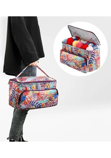 H02 Stili Iplik Dikiş Aracı Örgü Çanta Organizatör Iplik Saklama Kutusu Tığ Işi Kanca Örgü Iğneleri Kadınlar Için Yün Depolama Bez Çanta (Yurt Dışından) indirimleri