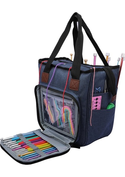 Mavi Stil Yazın Taşınabilir Örgü Çanta Yün Tığ Kancaları Iplik Iplik Saklama Çantası Dikiş Iğneleri Organizatör Dikiş Aksesuarları (Yurt Dışından) modelleri