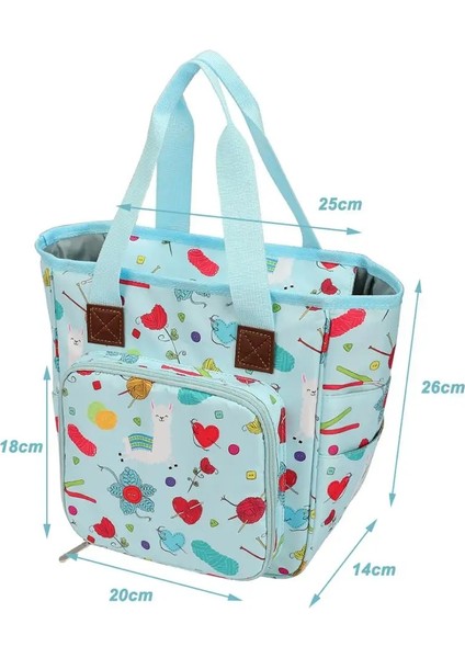 Gök Mavisi Tarzı Örgü Saklama Çantası Iplik Yün Tote Çanta Tığ Kanca Örgü Iğneleri Craft Iplik Çanta Dikiş Araçları Aksesuarları Organizatör Kılıf (Yurt Dışından)