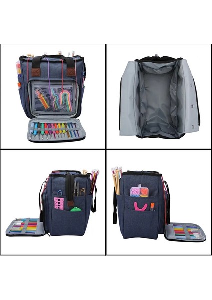 Gök Mavisi Tarzı Örgü Saklama Çantası Iplik Yün Tote Çanta Tığ Kanca Örgü Iğneleri Craft Iplik Çanta Dikiş Araçları Aksesuarları Organizatör Kılıf (Yurt Dışından) indirimleri